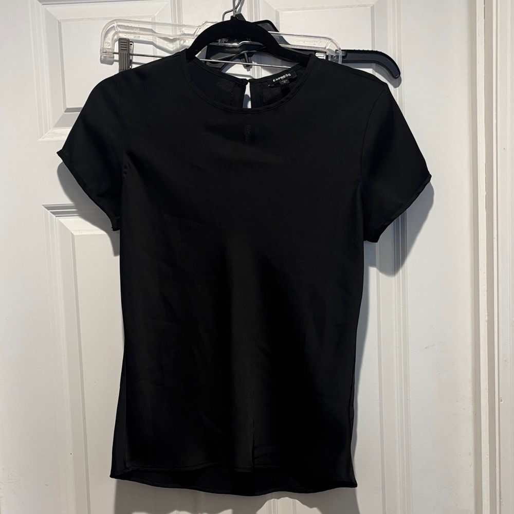 Express Black Satin Short Sleeve Women's Tee